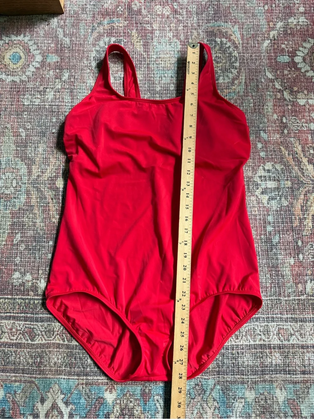 Lands End Women’s 16 Classic Solid Red One-Piece Swimsuit